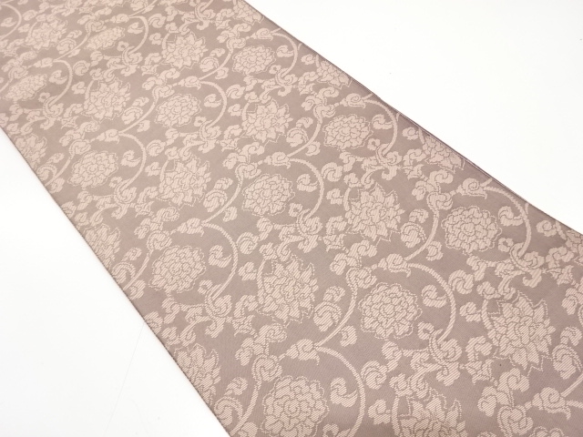 唐花模様織り出し　リバーシブル全通袋帯